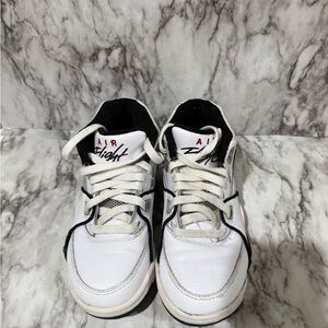 Kids Nike Air Flight White and Black Sneakers
